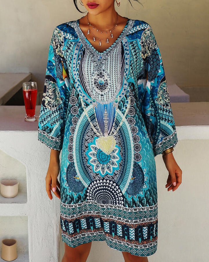 Emelia - Vibrant Boho Print Dress