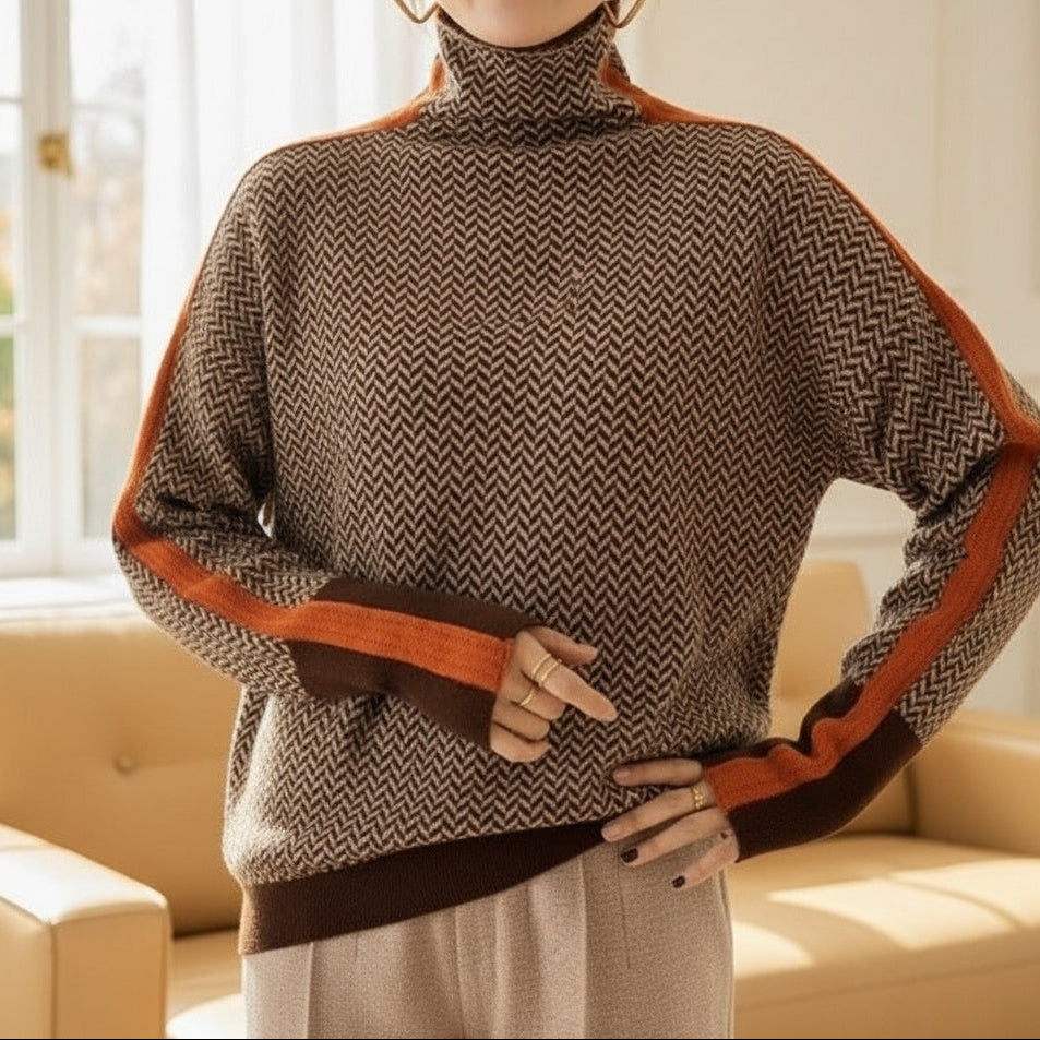 Maree | Luxe Herringbone Turtleneck