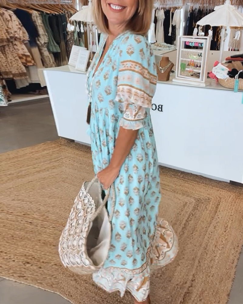 Jenelle | Chic Floral V-neck Midi Dress