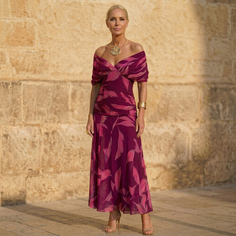 Paige | Elegant Leaf Print Dress