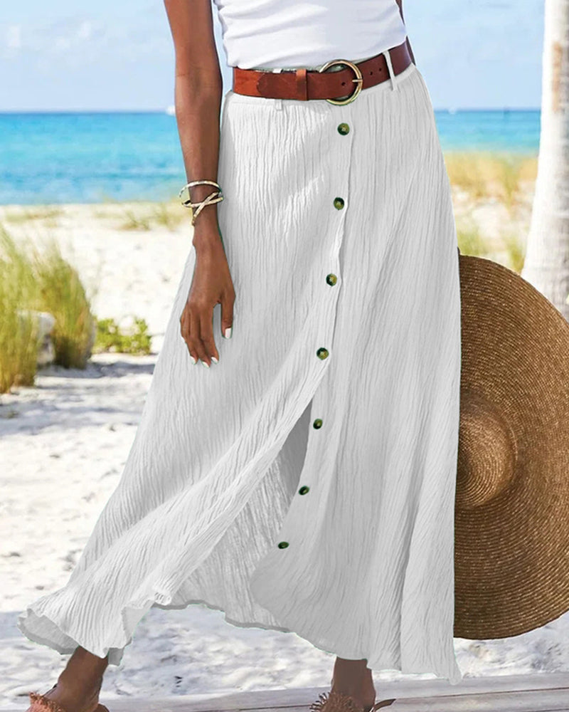 Mavis | Flowing Button Skirt