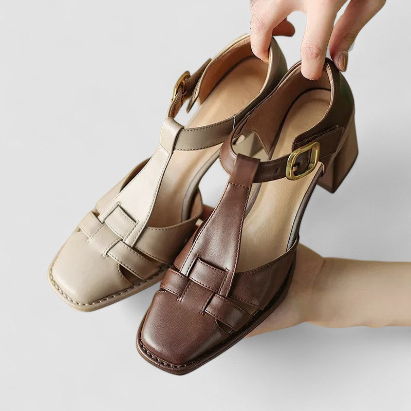 Tegan | Orthopaedic T-Strap Block Heels