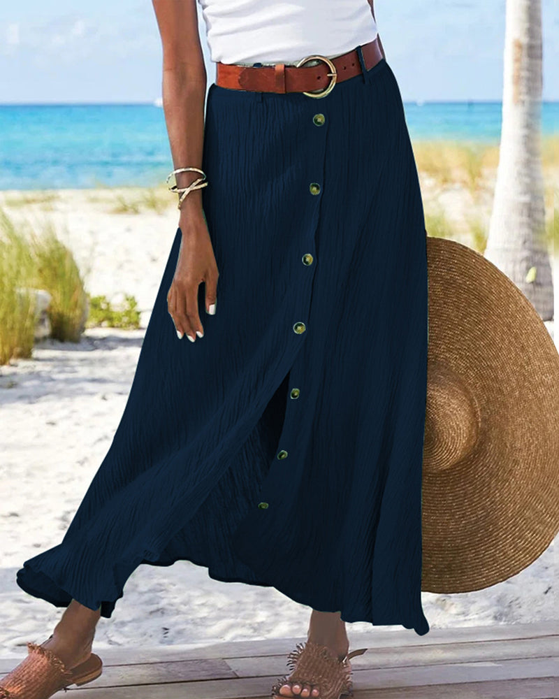Mavis | Flowing Button Skirt