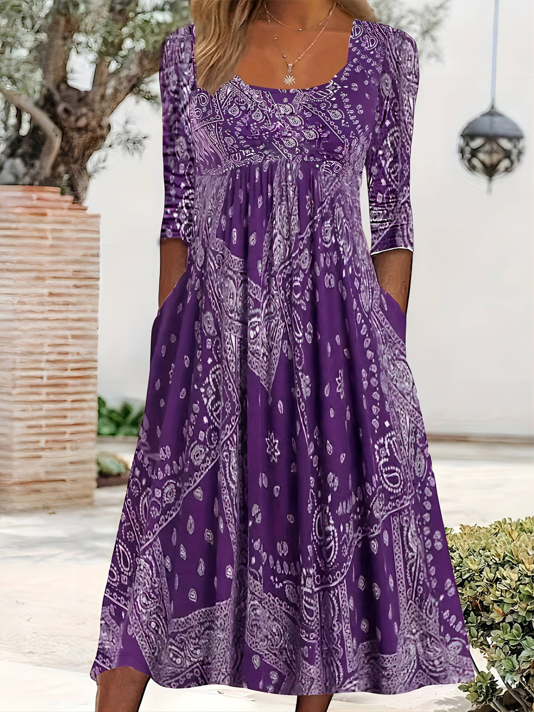 ELOWEN | CASUAL LONG-SLEEVE MIDI DRESS