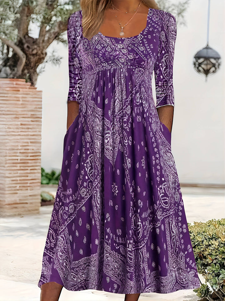 ELOWEN | CASUAL LONG-SLEEVE MIDI DRESS