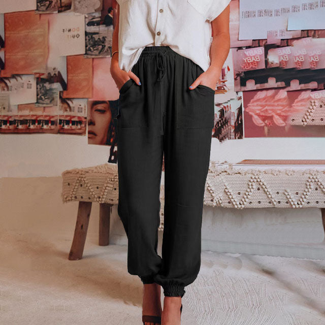 Coral | Elegant Drawstring Trousers