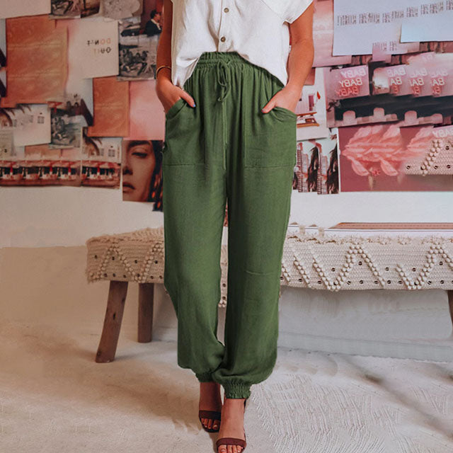 Coral | Elegant Drawstring Trousers