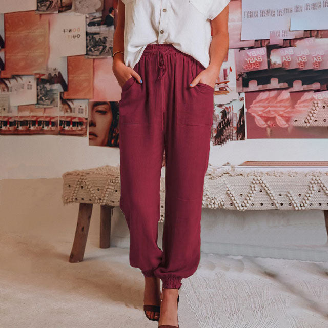 Coral | Elegant Drawstring Trousers