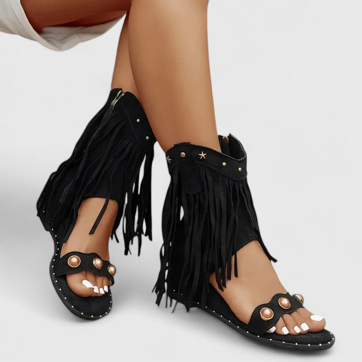Tegan | Chic Fringe Sandals