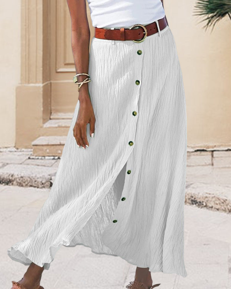 Mavis | Flowing Button Skirt