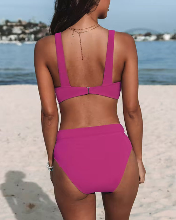 Claire - Plain High-Waisted Swimsuit