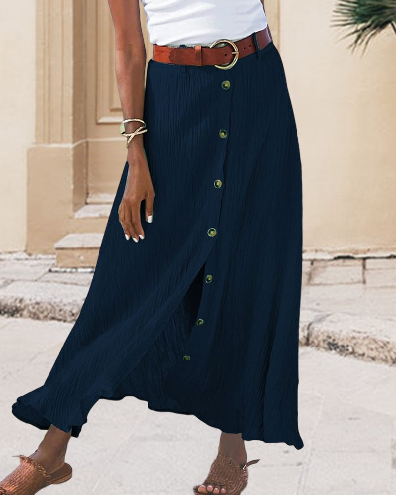Mavis | Flowing Button Skirt