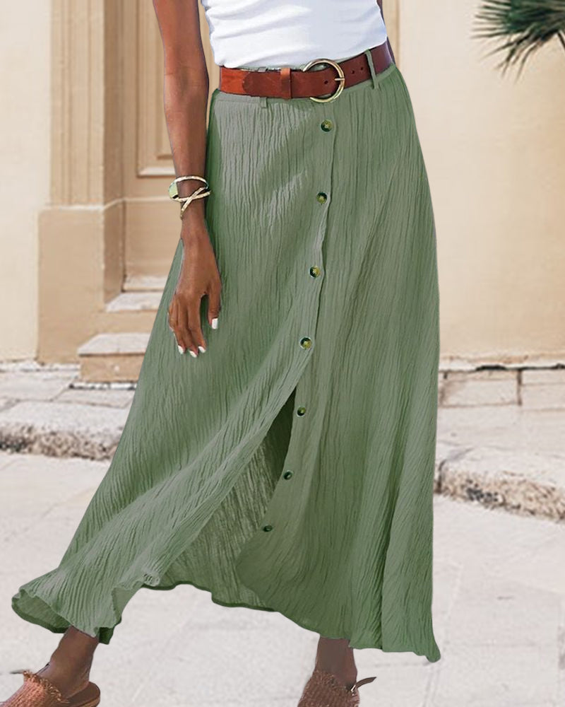 Mavis | Flowing Button Skirt