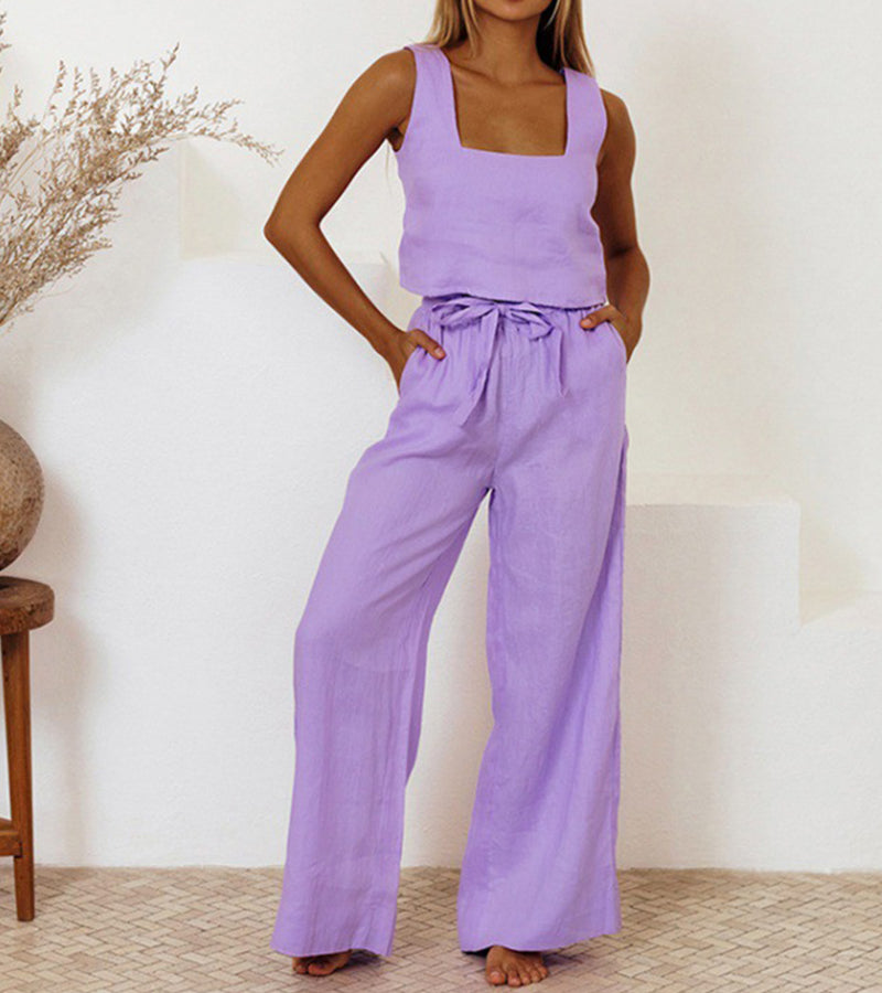 Megan - Minimalist Top and Flared Trousers Set