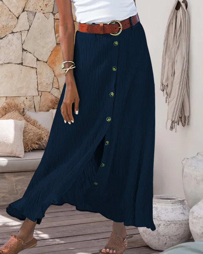 Mavis | Flowing Button Skirt