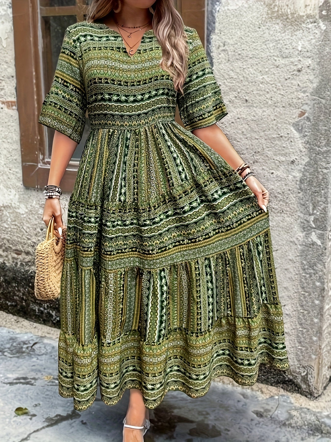 Joraine - Flowing Ethnic Print Dress