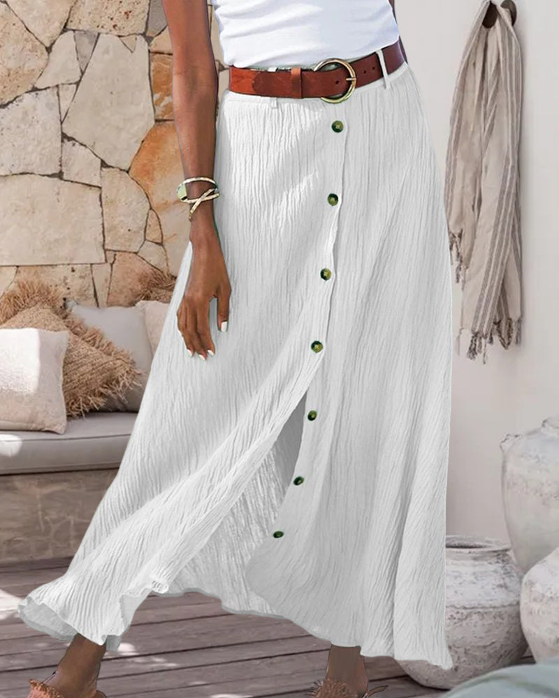 Mavis | Flowing Button Skirt