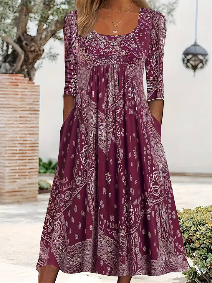ELOWEN | CASUAL LONG-SLEEVE MIDI DRESS