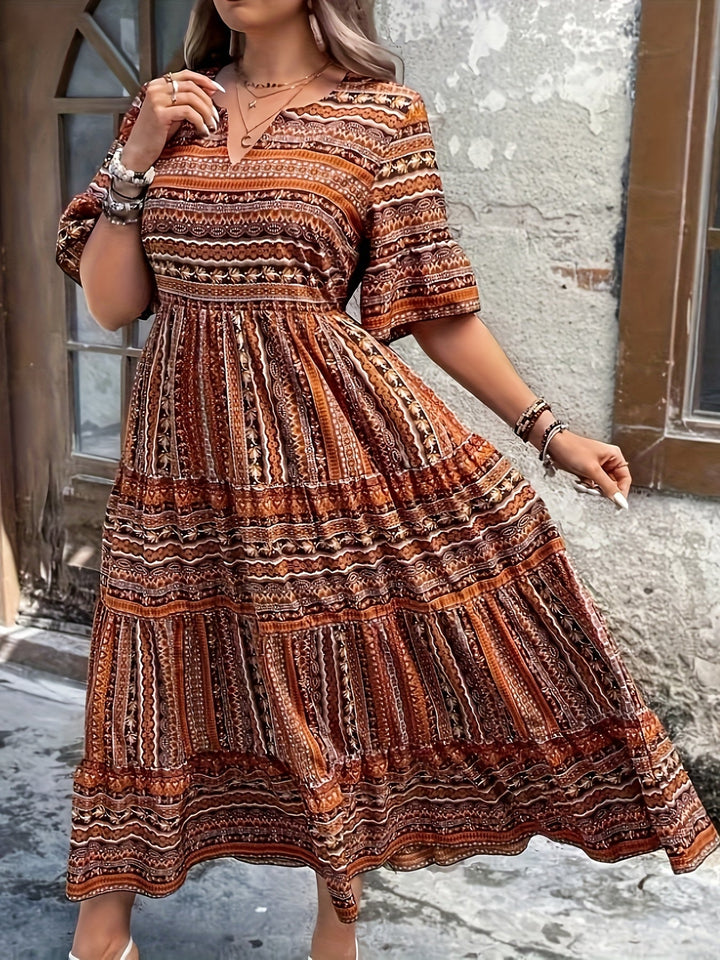 Joraine - Flowing Ethnic Print Dress