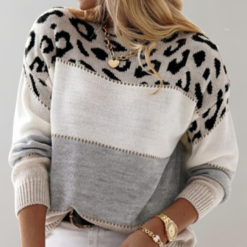 Diane | Leopard Accent Knit Jumper