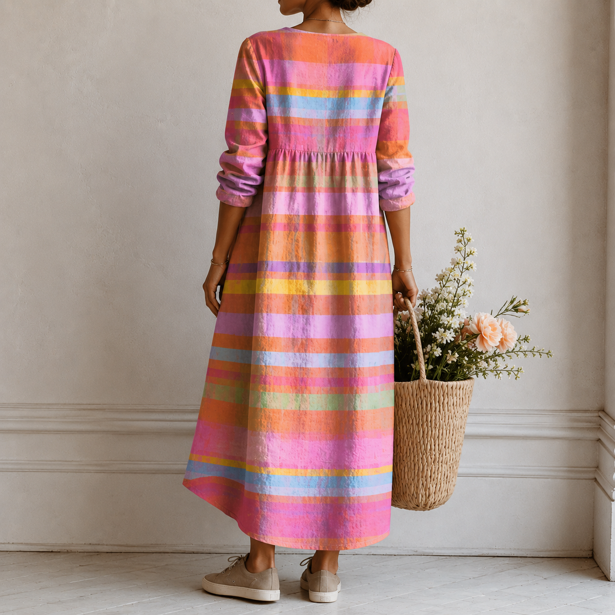 Vanessa | Boho Maxi Dress with Pastel Stripes