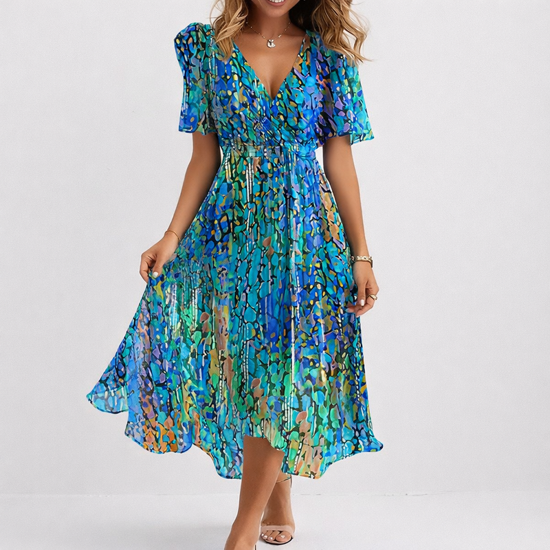 Lynette | Breezy Coastal Blue Midi Dress