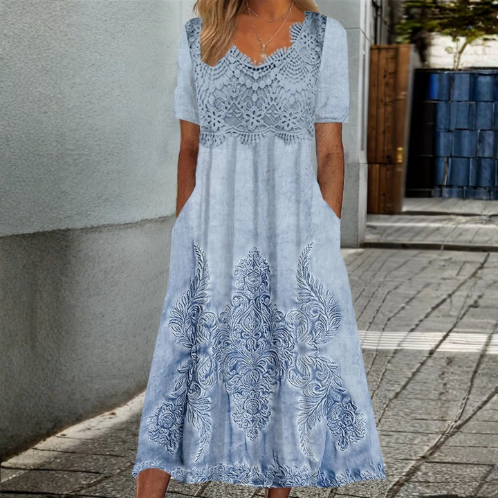 INDIGO | ELEGANT FLORAL MIDI DRESS