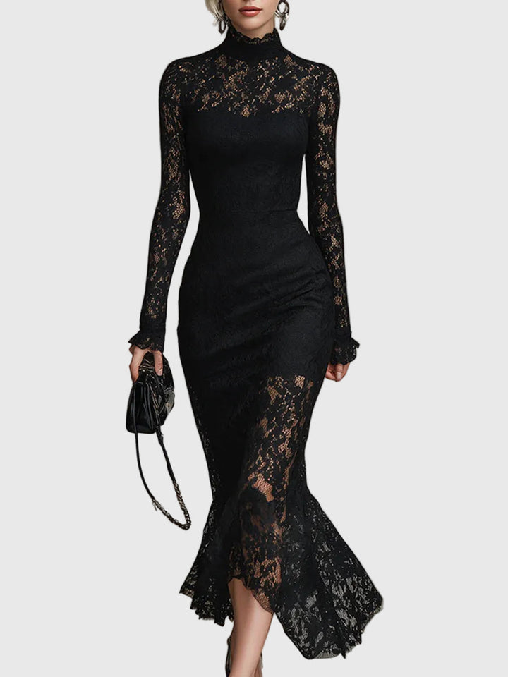 Monica | Elegant Lace Flared Maxi Dress