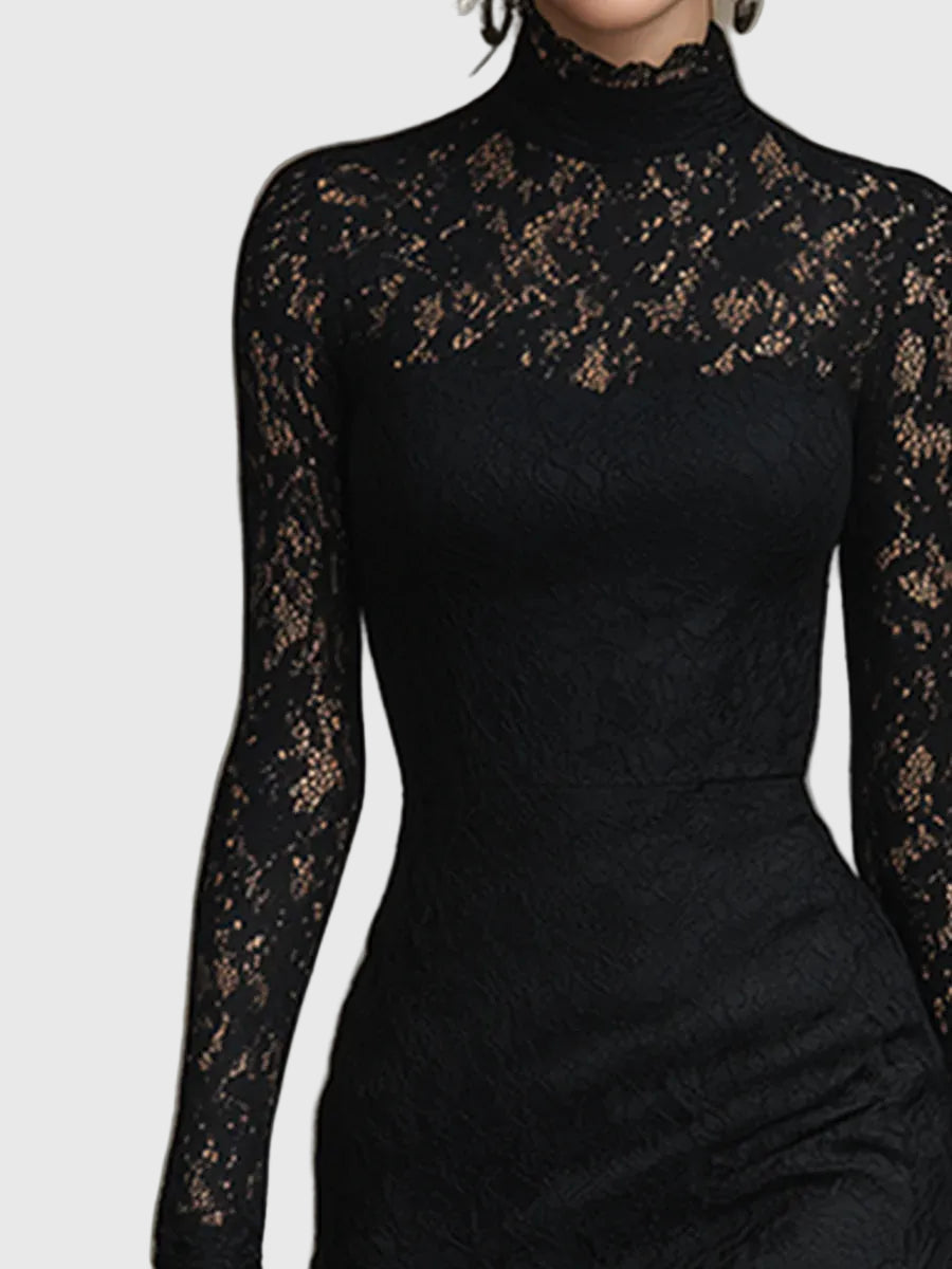 Monica | Elegant Lace Flared Maxi Dress