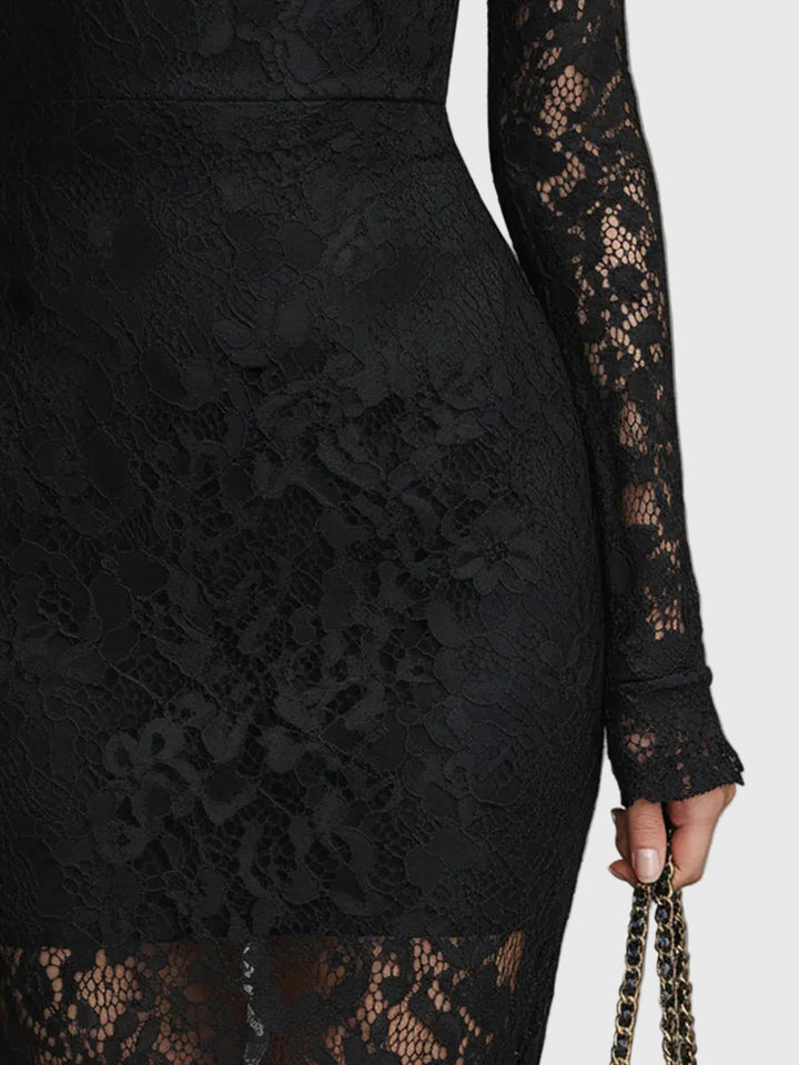 Monica | Elegant Lace Flared Maxi Dress