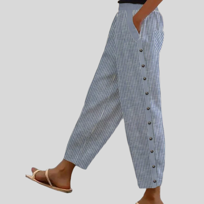 Beatrix | Striped Button Trousers