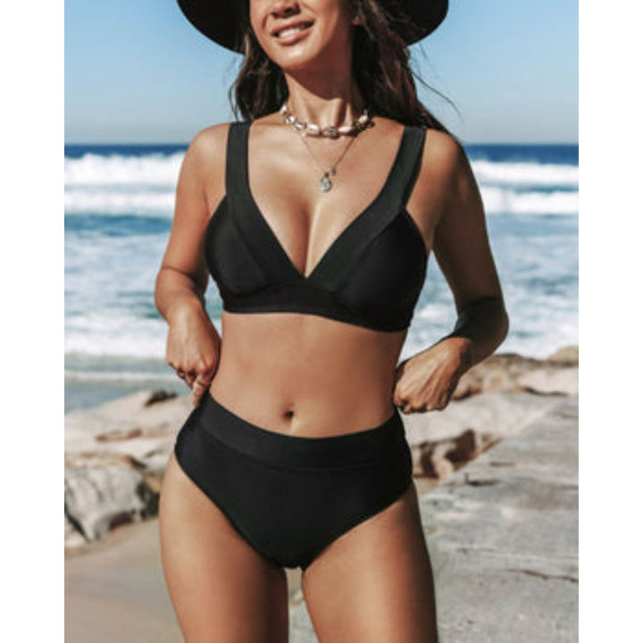 Claire - Plain High-Waisted Swimsuit