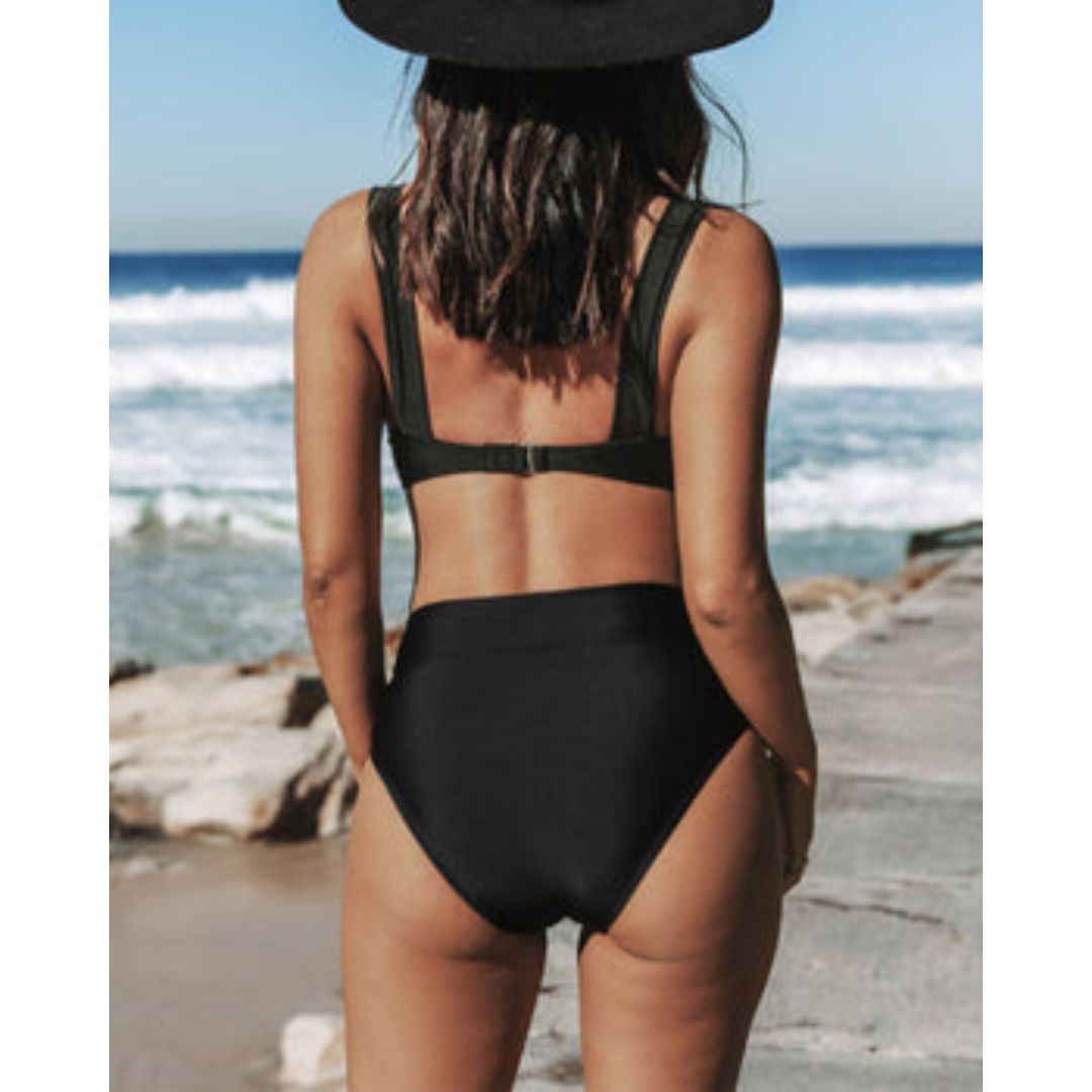 Claire - Plain High-Waisted Swimsuit