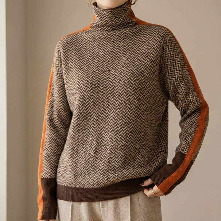 Eleanor | Luxe Herringbone Turtleneck