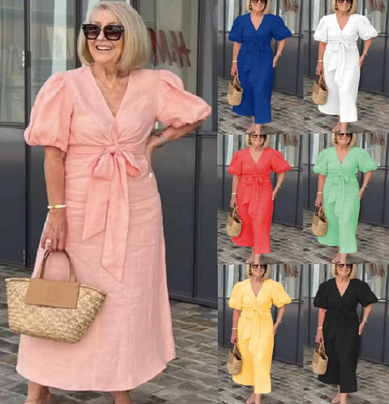 Vivienne | Elegant V-neck Midi Dress
