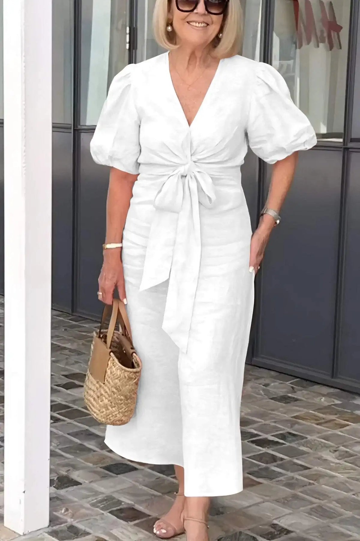 Vivienne | Elegant V-neck Midi Dress