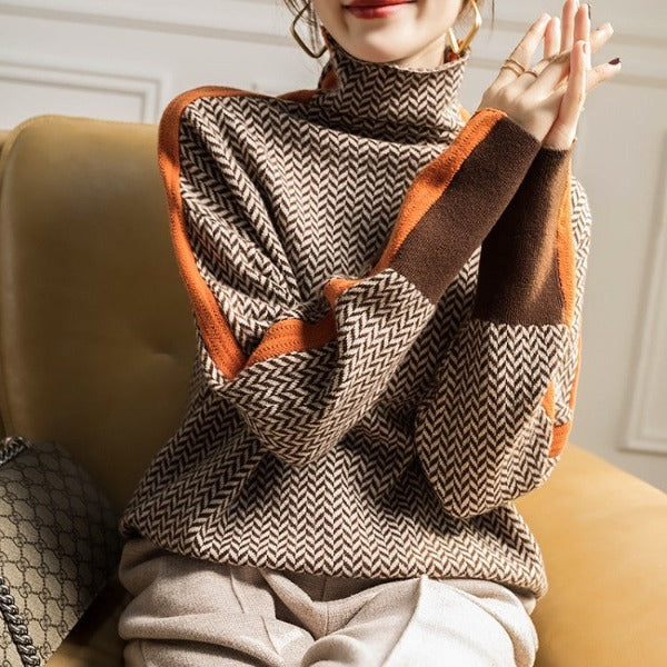 Eleanor | Luxe Herringbone Turtleneck