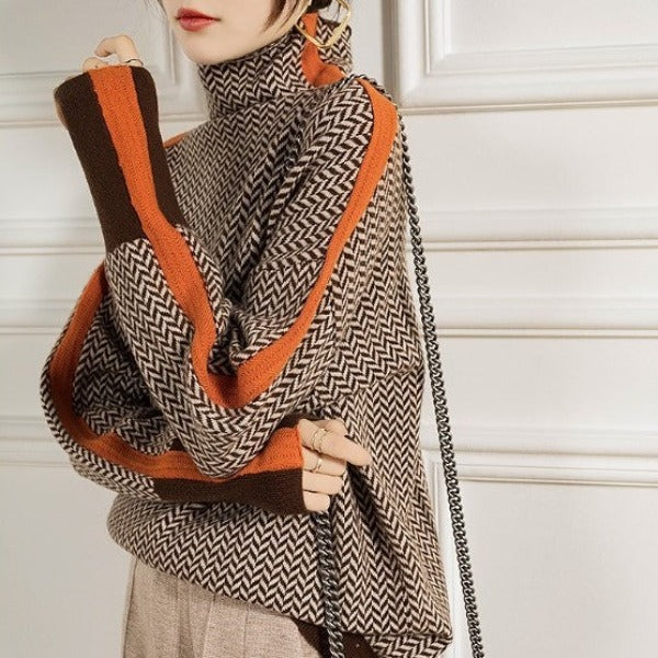Maree | Luxe Herringbone Turtleneck
