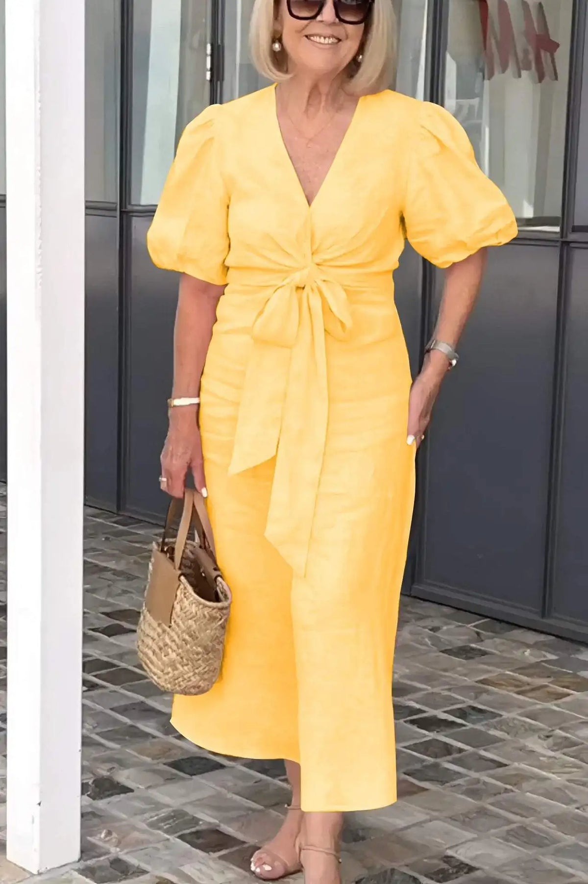 Vivienne | Elegant V-neck Midi Dress