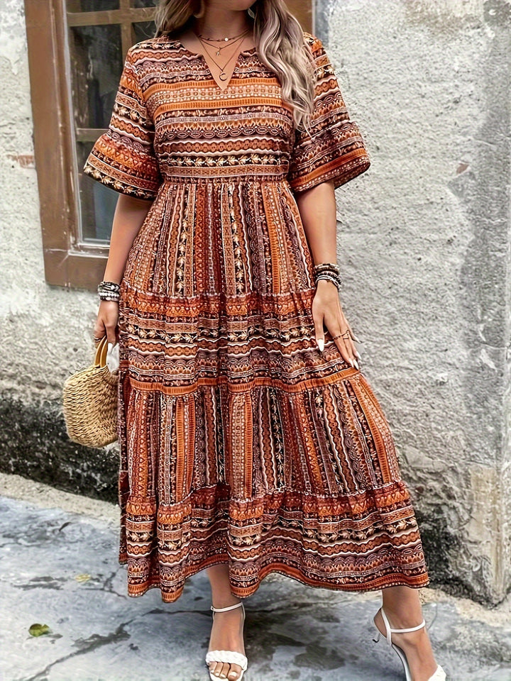 Joraine - Flowing Ethnic Print Dress