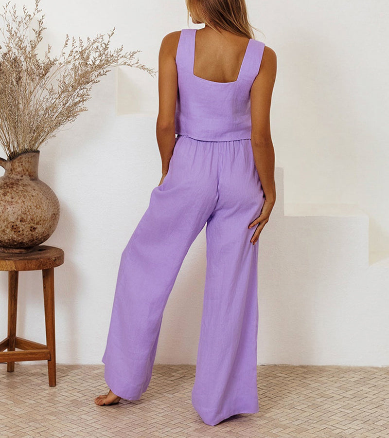 Megan - Minimalist Top and Flared Trousers Set