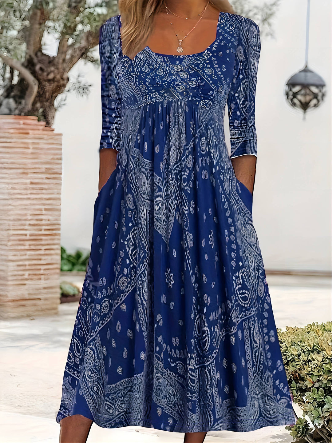 ELOWEN | CASUAL LONG-SLEEVE MIDI DRESS