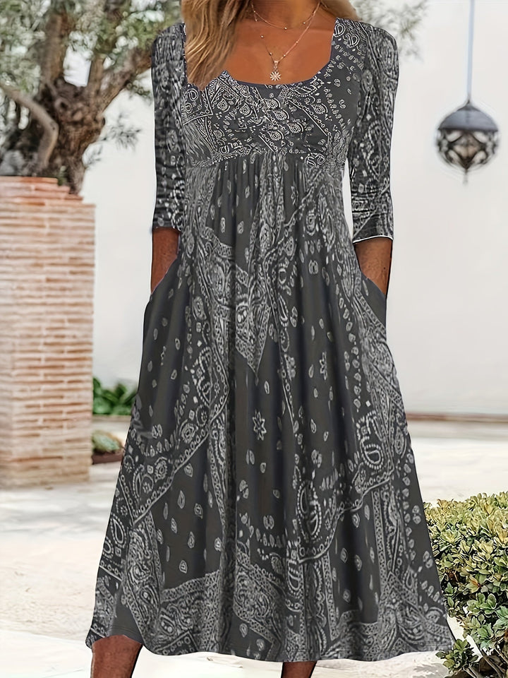 ELOWEN | CASUAL LONG-SLEEVE MIDI DRESS