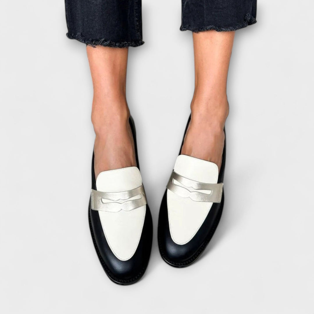 Xara™ | Metallic Black Loafers