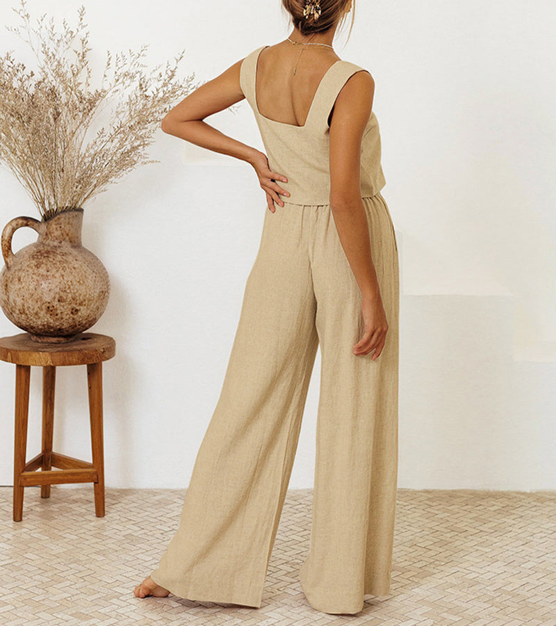 Megan - Minimalist Top and Flared Trousers Set