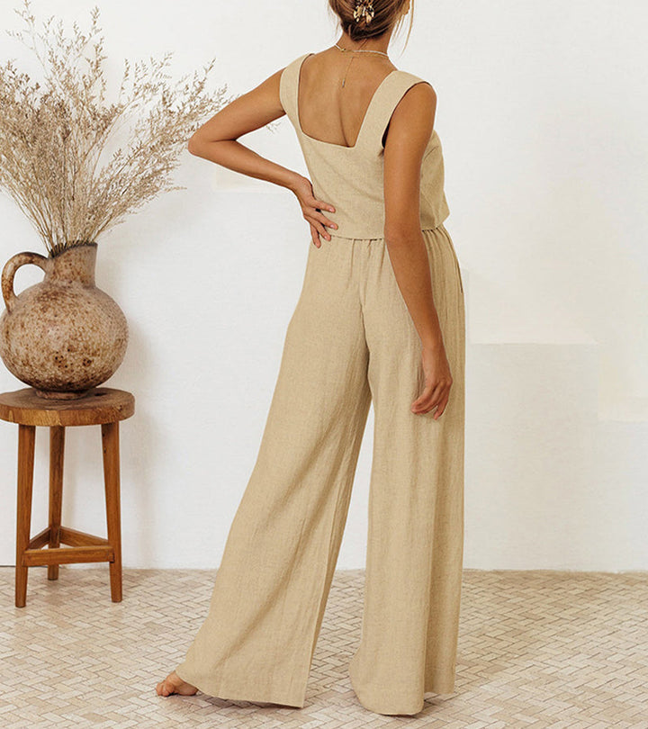 Megan - Minimalist Top and Flared Trousers Set